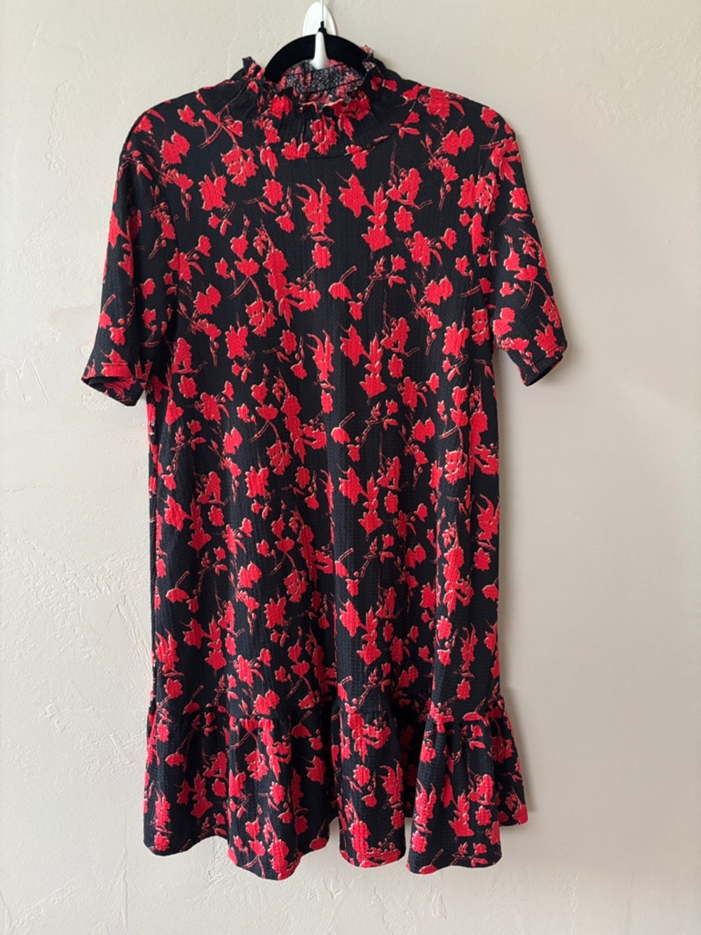 Zara High Neck Floral Loose Fit Ruffle Oversized dress L